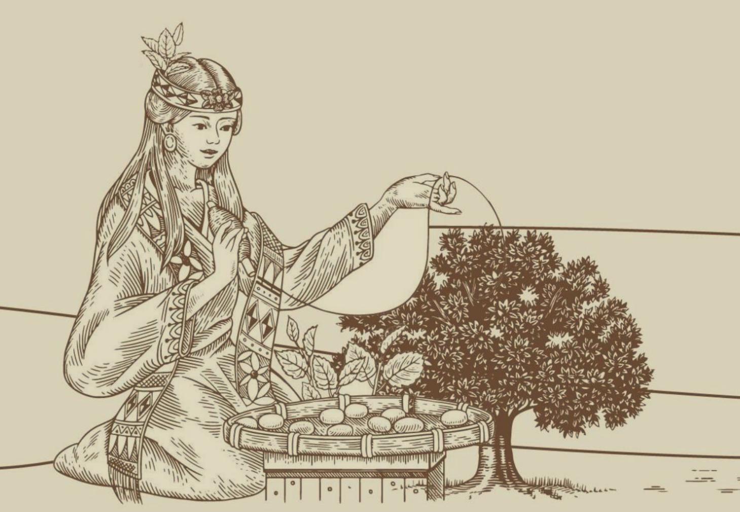 嫘祖养蚕线稿